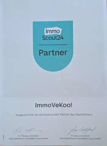 ImmoScout24-Urkunde: ImmoVeKoo! als vertrauensvoller Partner ausgezeichnet